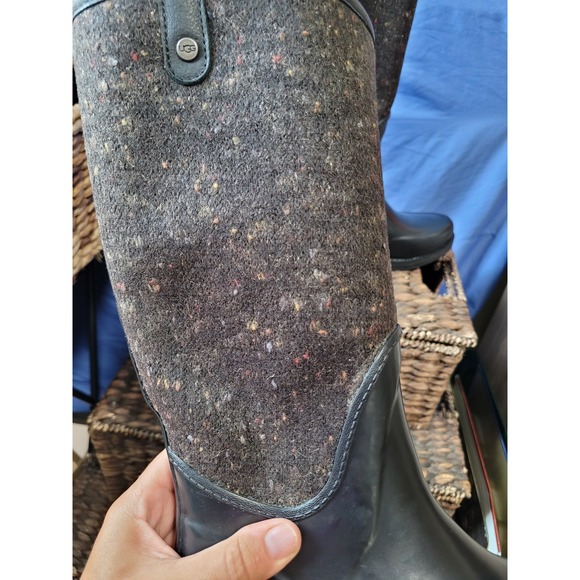 UGG Women's Stefana Waterproof Rubber Boot Black Size 6 Tall - Picture 7 of 16